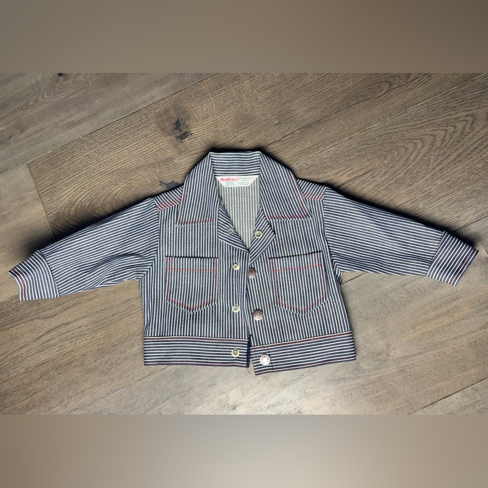 Vintage Health Tex Railroad Stripe Jacket Kids USA Red Stitch - Picture 2 of 8
